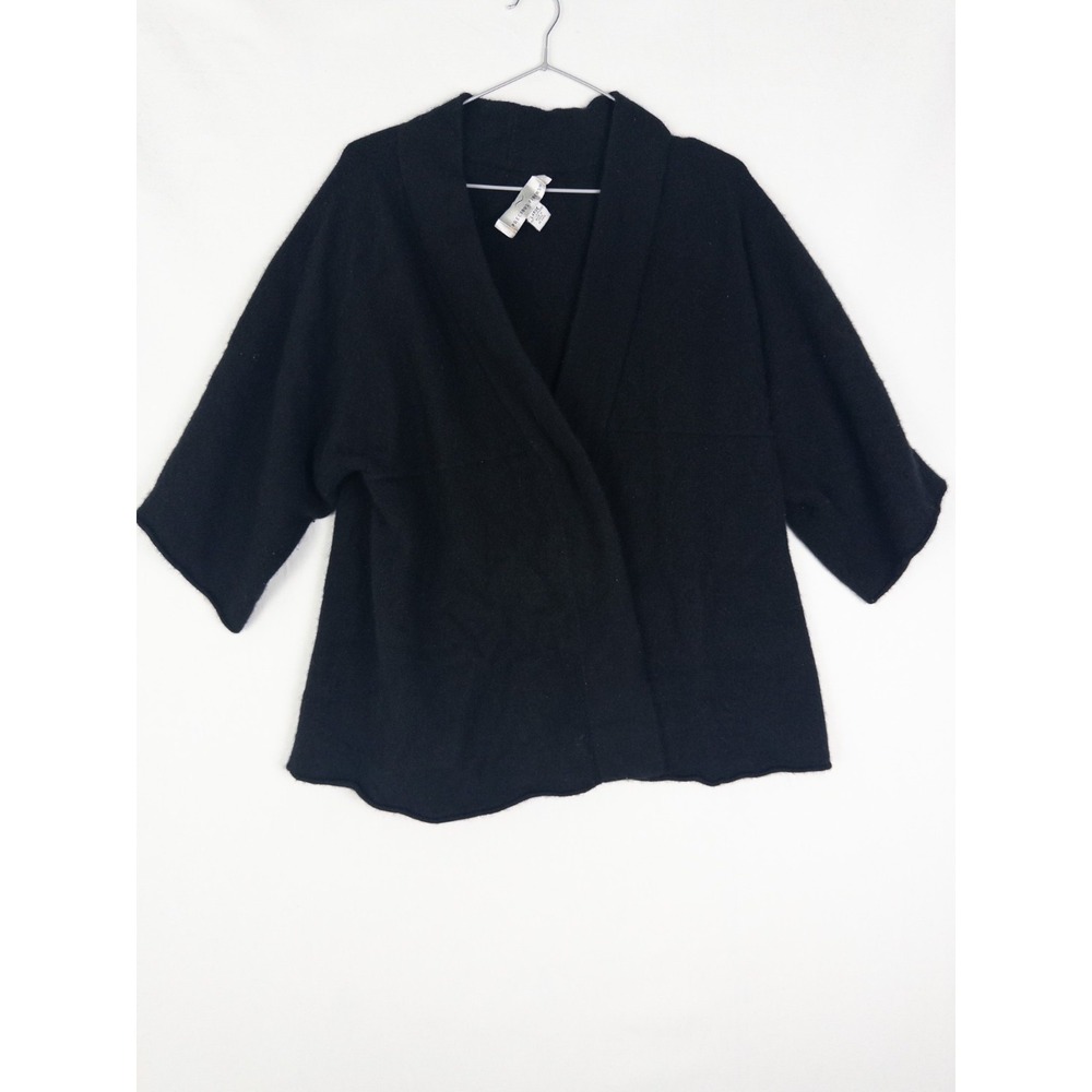 Precious Fibers 100% Cashmere Cardigan Womens L Black V Neck Solid Casual
